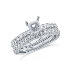 2.19ct 14k White Gold Diamond Semi-mount Ring for 1.25ct Center 2-pc