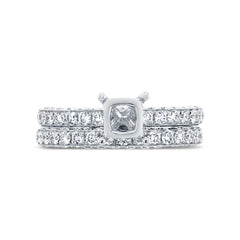2.19ct 14k White Gold Diamond Semi-mount Ring for 1.25ct Center 2-pc