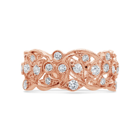 1.26ct 14k Rose Gold Diamond Lady's Leaf Ring