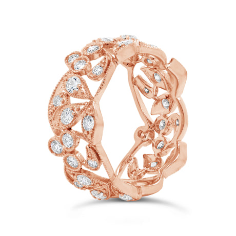 1.26ct 14k Rose Gold Diamond Lady's Leaf Ring