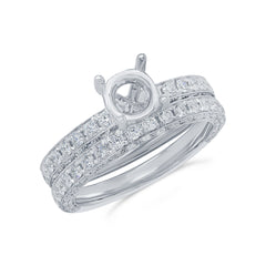 1.56ct 14k White Gold Diamond Semi-mount Ring for 1.00ct Center 2-pc