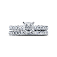1.56ct 14k White Gold Diamond Semi-mount Ring for 1.00ct Center 2-pc