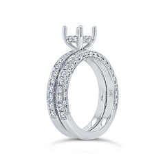 1.56ct 14k White Gold Diamond Semi-mount Ring for 1.00ct Center 2-pc