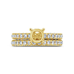 1.56ct 14k Yellow Gold Diamond Semi-mount Ring for 1.00ct Center 2-pc
