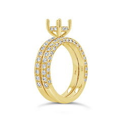 1.56ct 14k Yellow Gold Diamond Semi-mount Ring for 1.00ct Center 2-pc