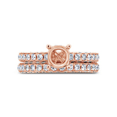 1.56ct 14k Rose Gold Diamond Semi-mount Ring for 1.00ct Center 2-pc