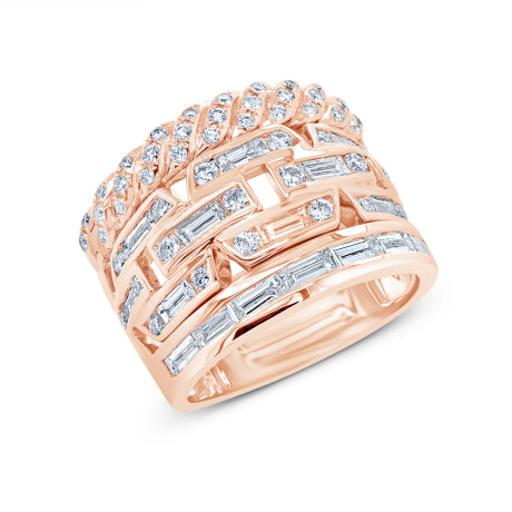 1.58ct 14k Rose Gold Diamond Baguette Lady's Ring