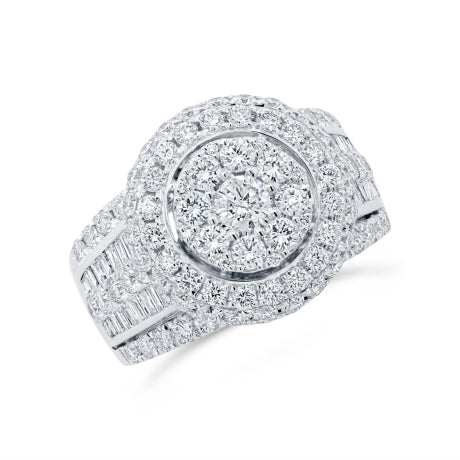 2.80ct 14k White Gold Diamond Cluster Lady's Ring