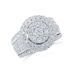 2.80ct 14k White Gold Diamond Cluster Lady's Ring