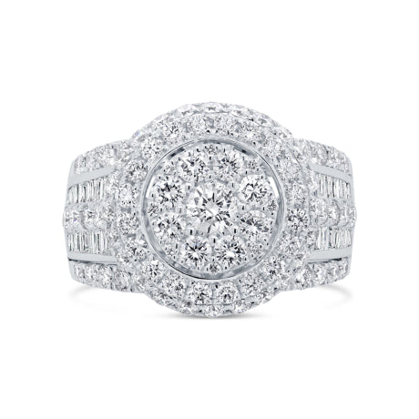 2.80ct 14k White Gold Diamond Cluster Lady's Ring