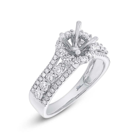 1.12ct 14k White Gold Diamond Semi-mount Ring Size 5.5