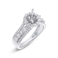 1.12ct 14k White Gold Diamond Semi-mount Ring Size 5.5