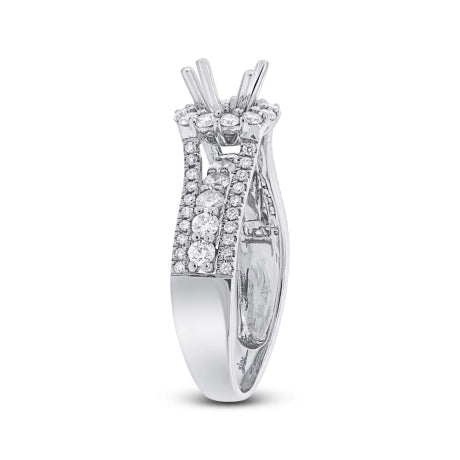 1.12ct 14k White Gold Diamond Semi-mount Ring Size 5.5