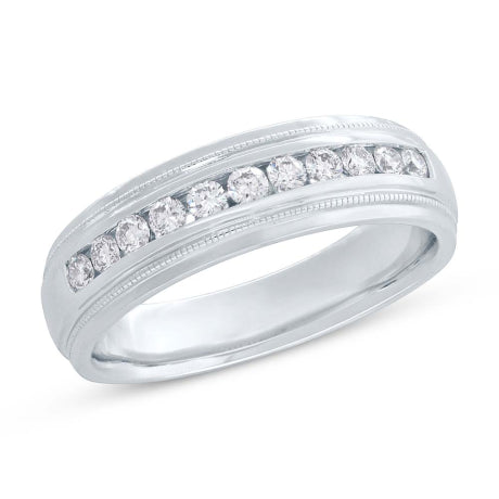 0.50ct 14k White Gold Diamond Men's Band Size 10.5