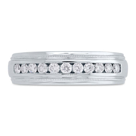 0.50ct 14k White Gold Diamond Men's Band Size 10.5