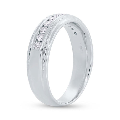 0.50ct 14k White Gold Diamond Men's Band Size 10.5