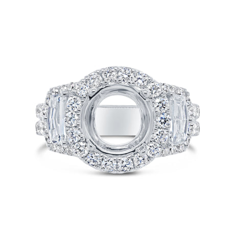 2.05ct 18k White Gold Diamond Semi-mount Ring for 2.50ct Center