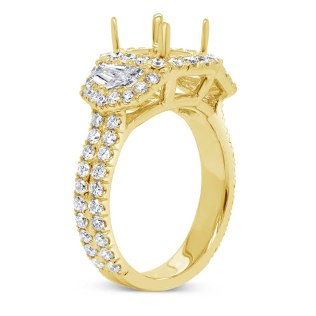 2.05ct 18k Yellow Gold Diamond Semi-mount Ring for 8.5x8.5mm Center