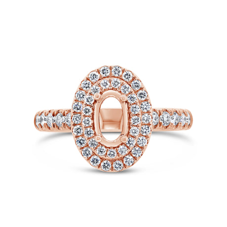 0.72ct 14k Rose Gold Diamond Semi-mount Ring for 7.5x4.75mm Center Size 8