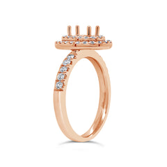 0.72ct 14k Rose Gold Diamond Semi-mount Ring for 7.5x4.75mm Center Size 8