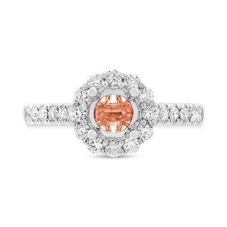0.58ct 18k Two-tone Rose Gold Diamond Semi-mount Ring for 0.75ct Center Size 3.5