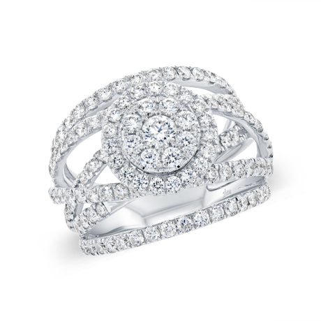 2.20ct 14k White Gold Diamond Cluster Lady's Ring