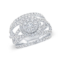 2.20ct 14k White Gold Diamond Cluster Lady's Ring