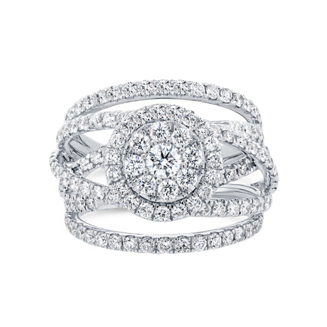 2.20ct 14k White Gold Diamond Cluster Lady's Ring