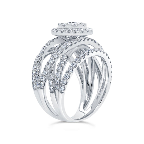 2.20ct 14k White Gold Diamond Cluster Lady's Ring