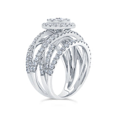 2.20ct 14k White Gold Diamond Cluster Lady's Ring