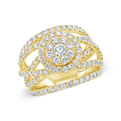2.20ct 14k Yellow Gold Diamond Cluster Lady's Ring