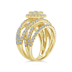 2.20ct 14k Yellow Gold Diamond Cluster Lady's Ring
