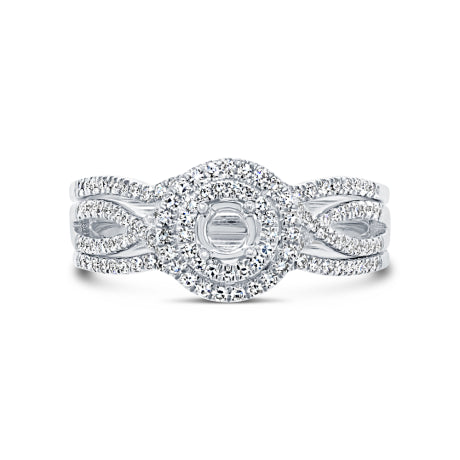 0.35ct 14k White Gold Diamond Semi-mount Ring for 0.20ct Center 3-pc