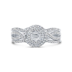 0.35ct 14k White Gold Diamond Semi-mount Ring for 0.20ct Center 3-pc