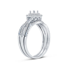 0.35ct 14k White Gold Diamond Semi-mount Ring for 0.20ct Center 3-pc