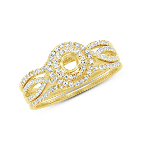 0.35ct 14k Yellow Gold Diamond Semi-mount Ring for 0.20ct Center 3-pc
