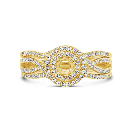 0.35ct 14k Yellow Gold Diamond Semi-mount Ring for 0.20ct Center 3-pc