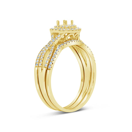 0.35ct 14k Yellow Gold Diamond Semi-mount Ring for 0.20ct Center 3-pc