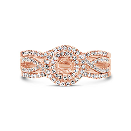 0.35ct 14k Rose Gold Diamond Semi-mount Ring for 0.20ct Center 3-pc