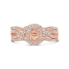 0.35ct 14k Rose Gold Diamond Semi-mount Ring for 0.20ct Center 3-pc
