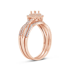 0.35ct 14k Rose Gold Diamond Semi-mount Ring for 0.20ct Center 3-pc