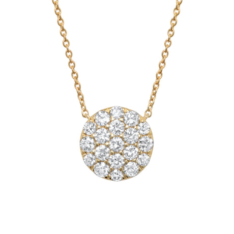 0.99ct 14k Yellow Gold Diamond Pave Circle Necklace