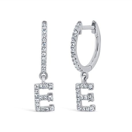 0.16ct 14k White Gold Diamond Earring Initial E