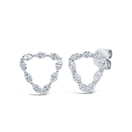 0.85ct 14k White Gold Diamond Triangle Stud Earring