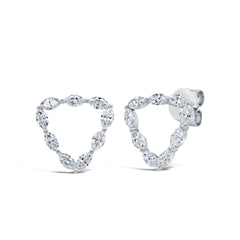 0.85ct 14k White Gold Diamond Triangle Stud Earring