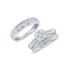 0.92ct 14k White Gold Diamond Trio Set Cluster