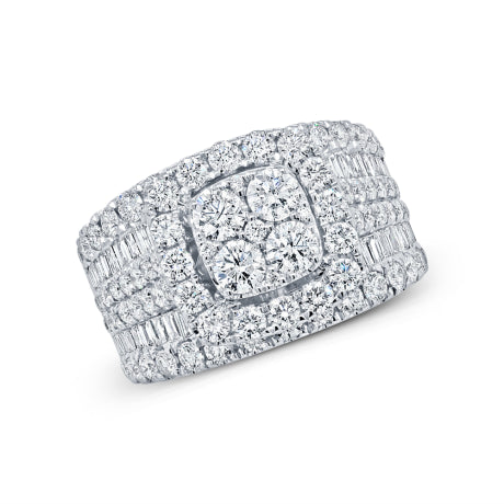 3.79ct 14k White Gold Diamond Cluster Engagement Lady's Ring
