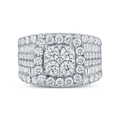 3.79ct 14k White Gold Diamond Cluster Engagement Lady's Ring