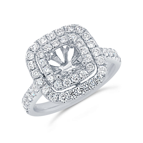 0.77ct 18k White Gold Diamond Semi-mount Ring Size 5.5