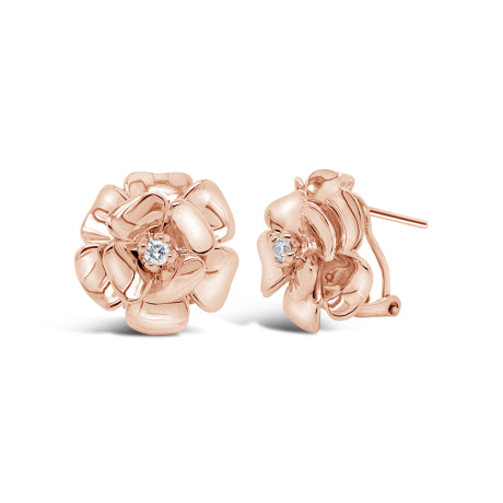 0.12ct 18k Rose Gold Diamond Flower Earring
